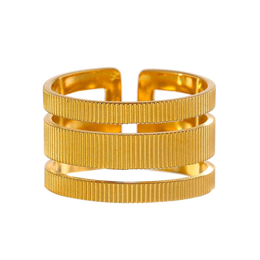 

Yhpup Statement Stainless Steel Geometric Opening Ring Minimalist Gold Color 18 K Plated Metal Engagement for Women Party Gift Opening