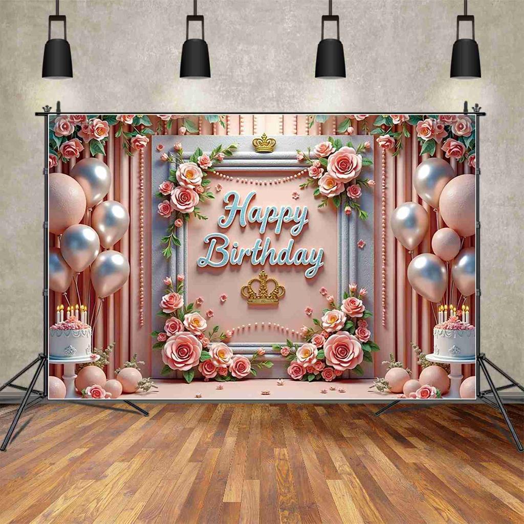 Fundal Decorațiune Petrecere de Ziua de Naștere   Fundal cu Model de Trandafiri   Fundal Foto