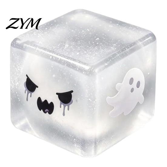 Unique Board Game Dice Accessories Halloween Ghost Squeeze Cube, Glitter Slow Rising Fidget Toy, Rebound Pinch Toys Soft Decompression Sensory Toy for