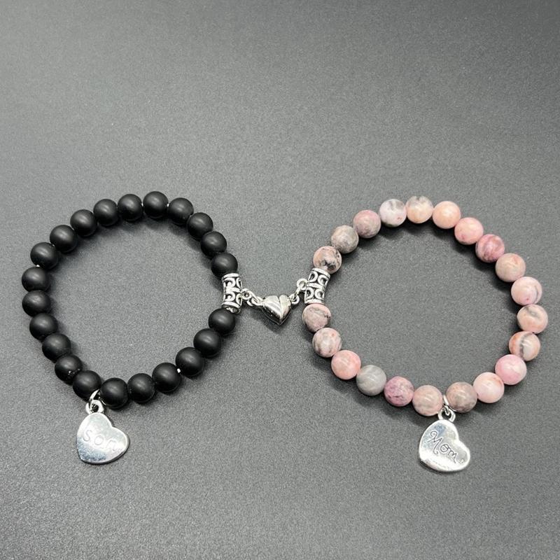 Fashionable Beaded Bracelet Set Magnetic Cute Heart Parents Bracelets Perfect Gift for Loved Ones Comfortable to Wear