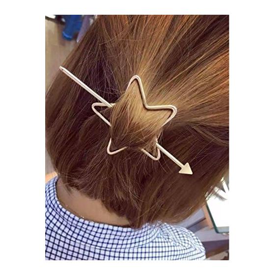 ETWAS Heart Star Hair Stick 2-Piece Set (Silver) Heart Motif Star Motif