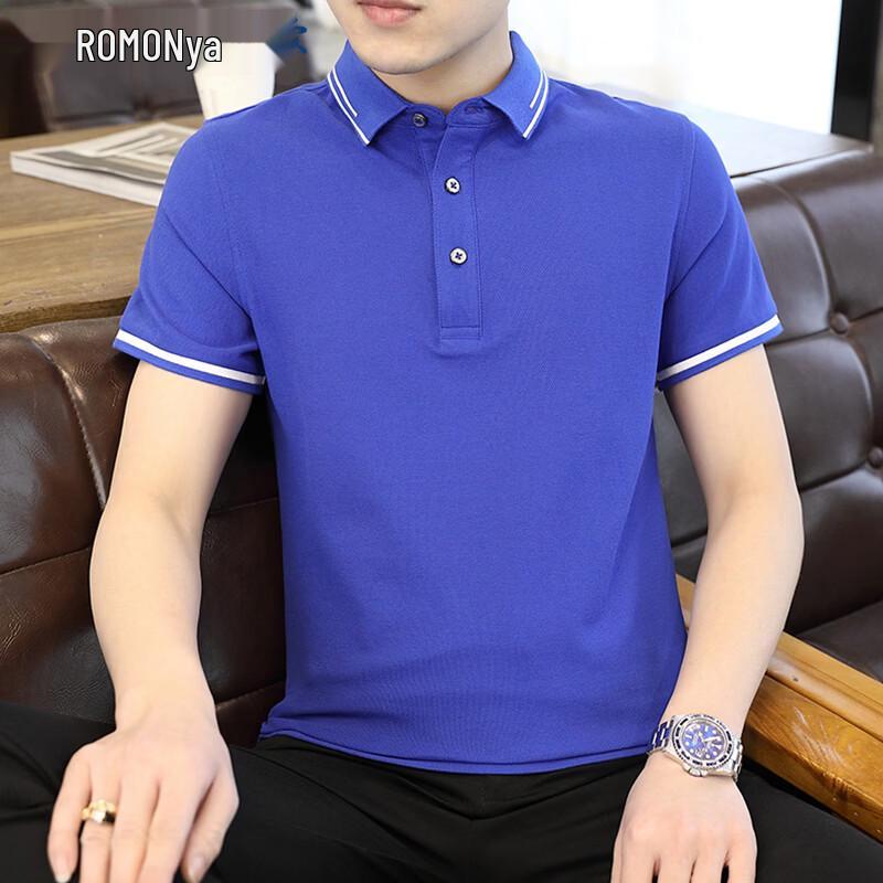 ROMON Men s Summer Casual Solid Polo T-Shirt 3XL