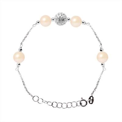 Pulseira - - 4 Pérolas Cultivadas em Água Doce 6-7 mm - Prata 925 - Comprimento ajustável 14-18 cm
