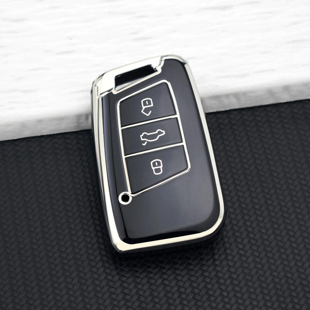 Anti-scratch TPU Car Key Case Cover for Volkswagen VW Passat B8 Magotan Skoda Superb A7 Key Fob Shell with Keychain Accessories