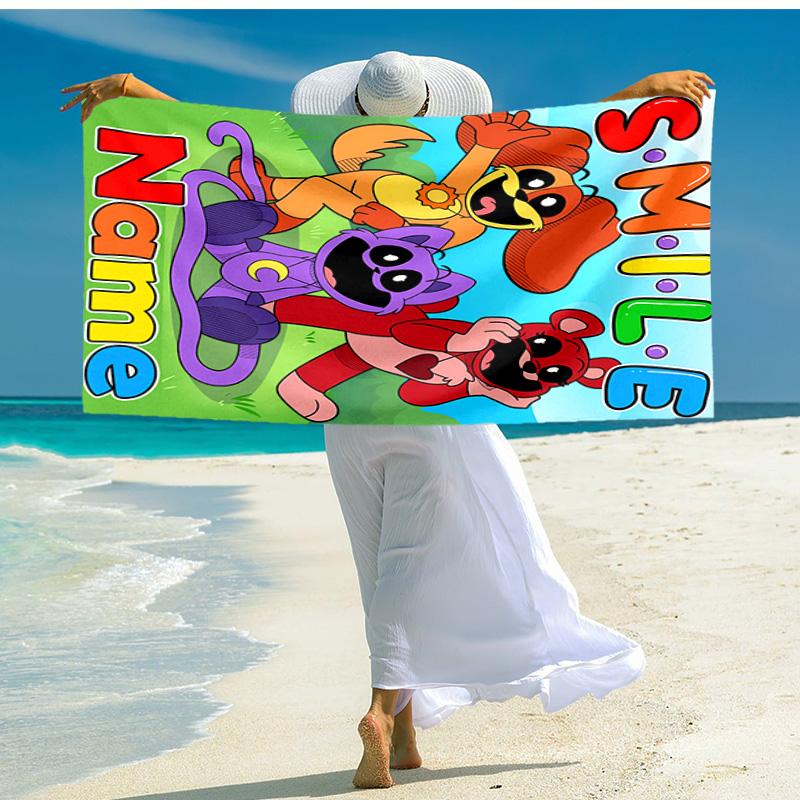 Personalized Customized Proof Beach Towel with Smiling Critters Pattern - Soft, Absorbent,quick-drying,perfect Swimming,camping&bathing