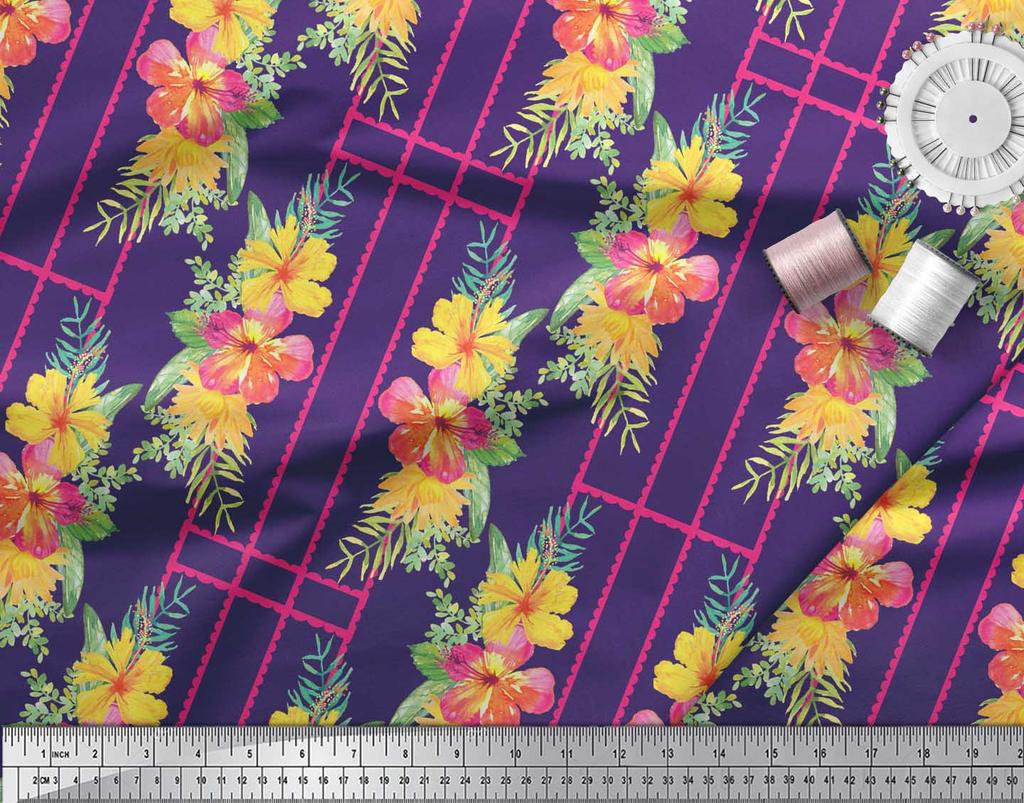 Soimoi Material Crep Poli Maro Imprimeu Geometric și Floral Material Imprimat La Metru 42 Inch