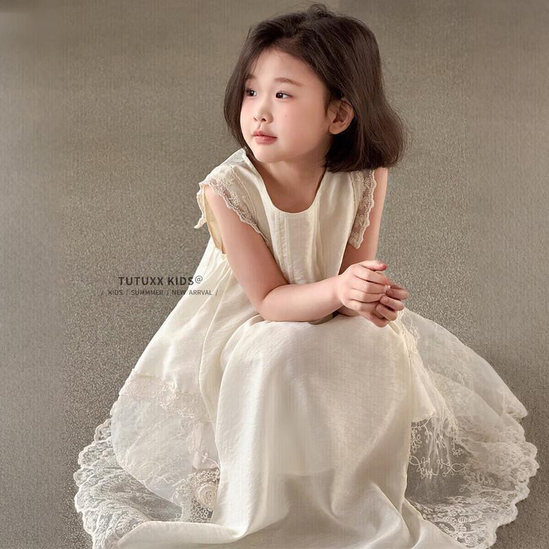 Tutuxiaoxiang Girls  Apricot Lace Sleeveless Dress 120
