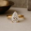 Pear Cut Moissanite Engagement Ring, Prong Set Bridal Jewelry, Solitaire Wedding Ring, Yellow Gold Plated Silver