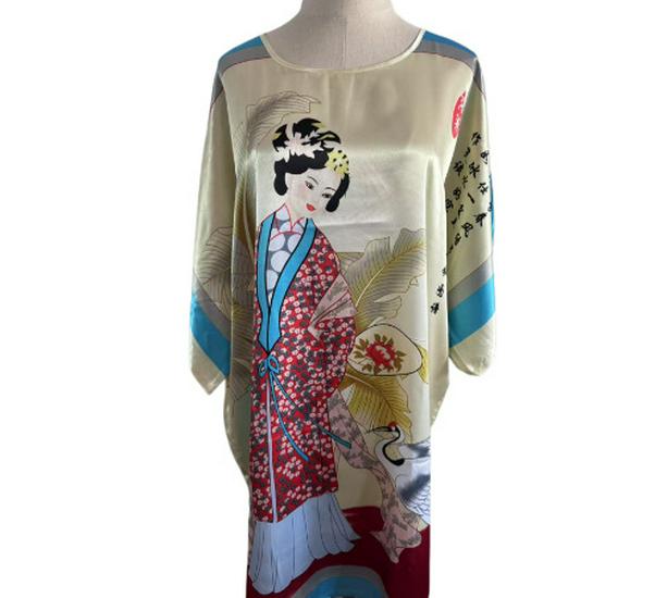 Plus Size Silk Qipao Pajama Robe & Tang Suit Bathrobe