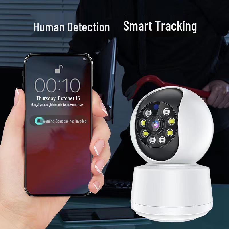 360° Night Vision Monitor: HD Surveillance Camera with Mobile Connectivity & Full Rotation, No Blind Spots