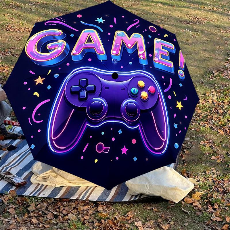 1PC game controller Automatic Open/Close Umbrella with Windproof, 8-Rib Sturdy Canopy, Durable Ribs, Fashionable Design, Outdoor Accessory, Fun Prin,