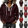 Women's Fashion Long Sleeve Polka Dot Print Hooded Pullover Sweatshirt