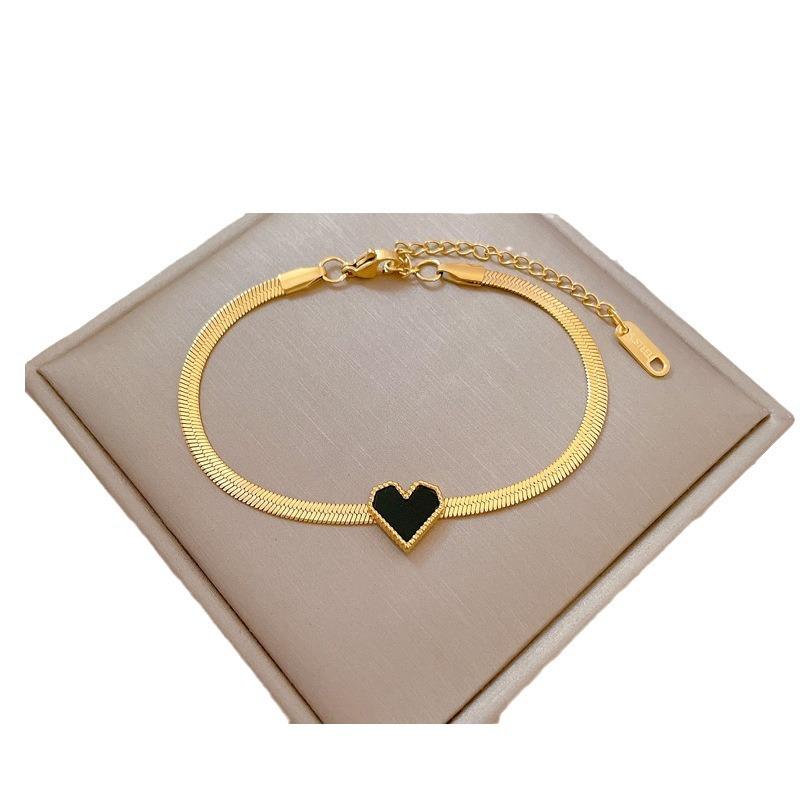 Dongmen Personalized Peach Heart Snake Chain Round Bead Furnace Gold Bracelet Female Retro Girlfriend