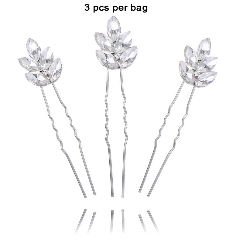 

3PCS New Fashionable Crystal Hairpins, Hair Needles, Leaves, Hair Forks, Bride s headwear And Hair Accessories Combination