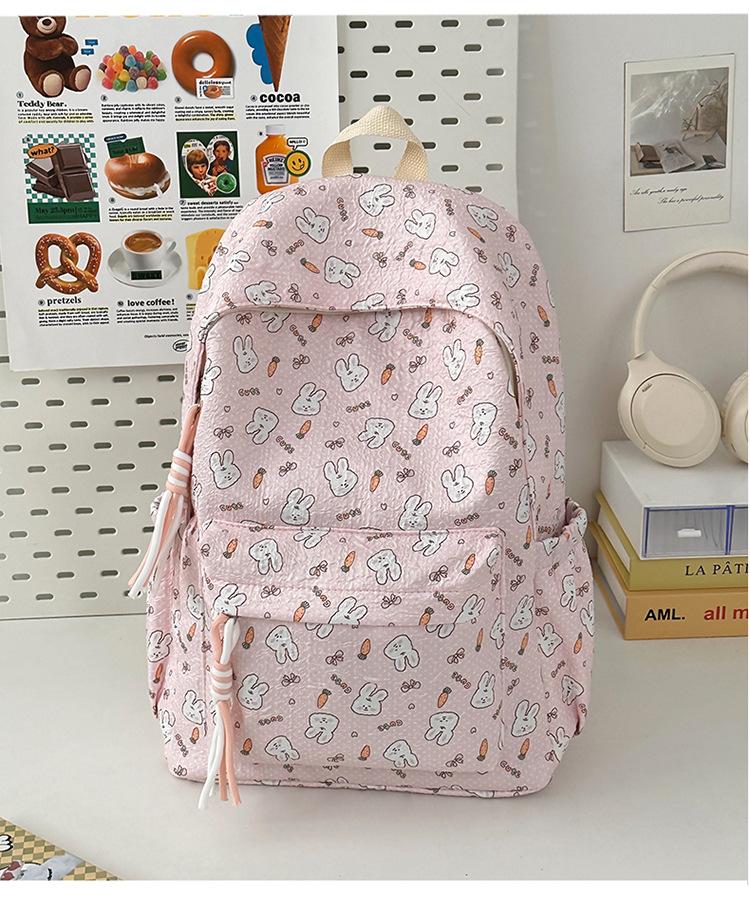 School Bag Korean Ins Wind Floral Junior High School Student School Bag High Value Large Capacity Backpack Simple and Lightweight Campus Backpack