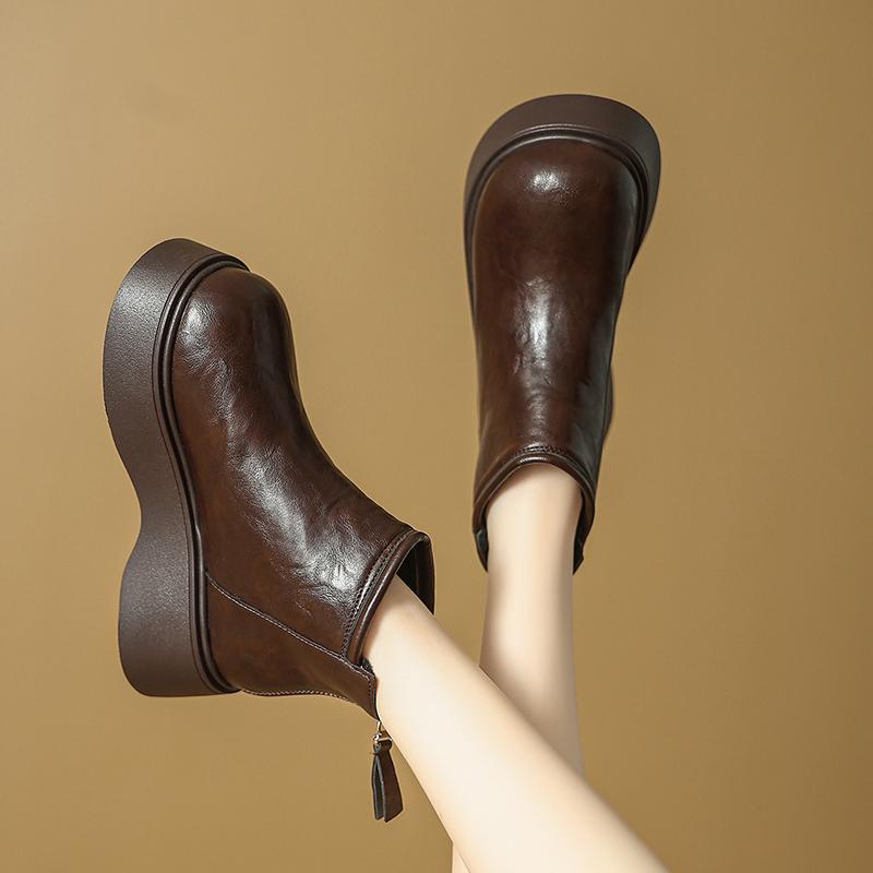 2025 The Zipper At The Back of The Round-toed Ankle Boots Is Suitable for Comfortable Footwear for Both Daily Casual Commuters