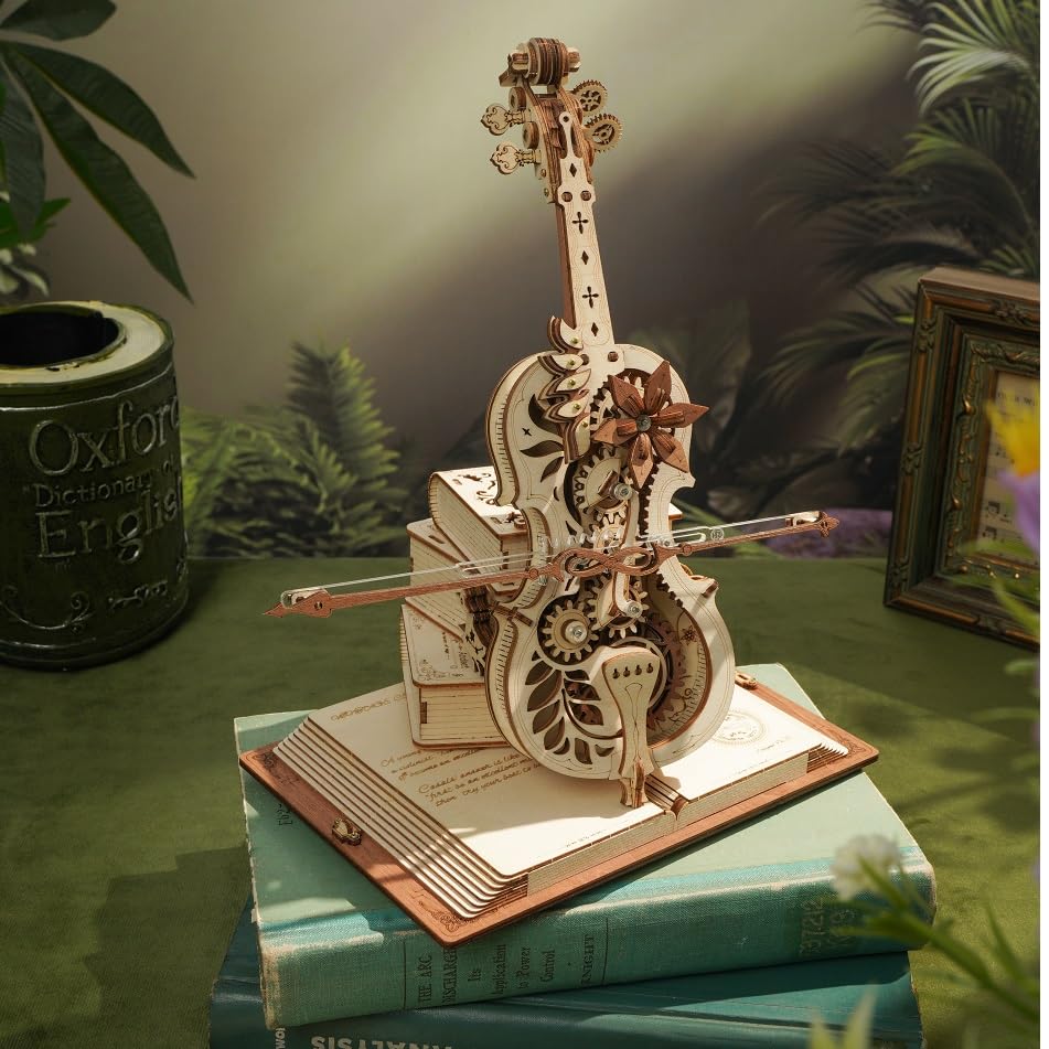Tsukurun 3D Wood Puzzle Music Box Series Includes Japanese Instructions desu® (Magic Cello) -
