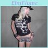 Hiphop Summer And European American Street Pattern Print Slimming And Personalized Dark Style Short Sleeved Tshirt