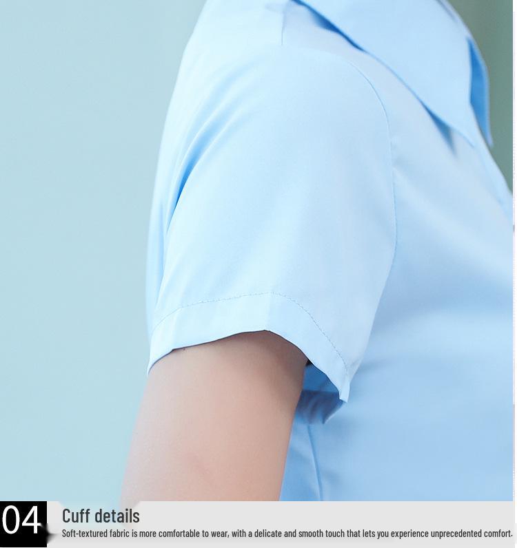 Plus Size Women's Short Sleeve Summer Workwear Suit - Slim Fit White Shirt