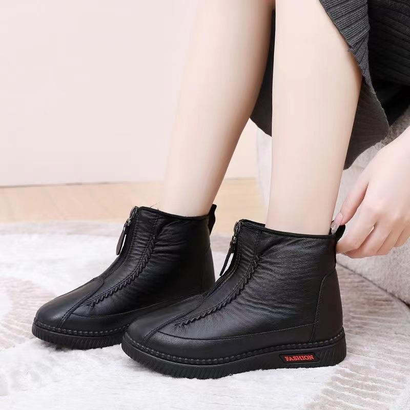 Winter new velvet thickened women's cotton shoes zipper cotton boots women's shoes