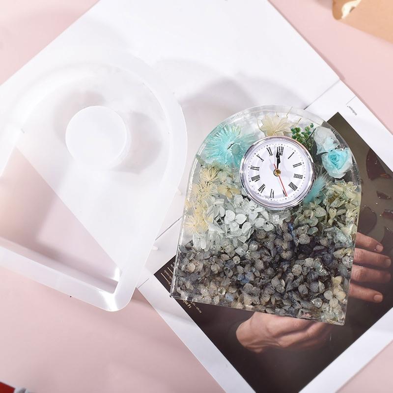 Bookend Table Clock Resin Mould Hexagonal Square Oval Rectangular Silicone Mold for Preserving Flowers Diy Wedding Gift