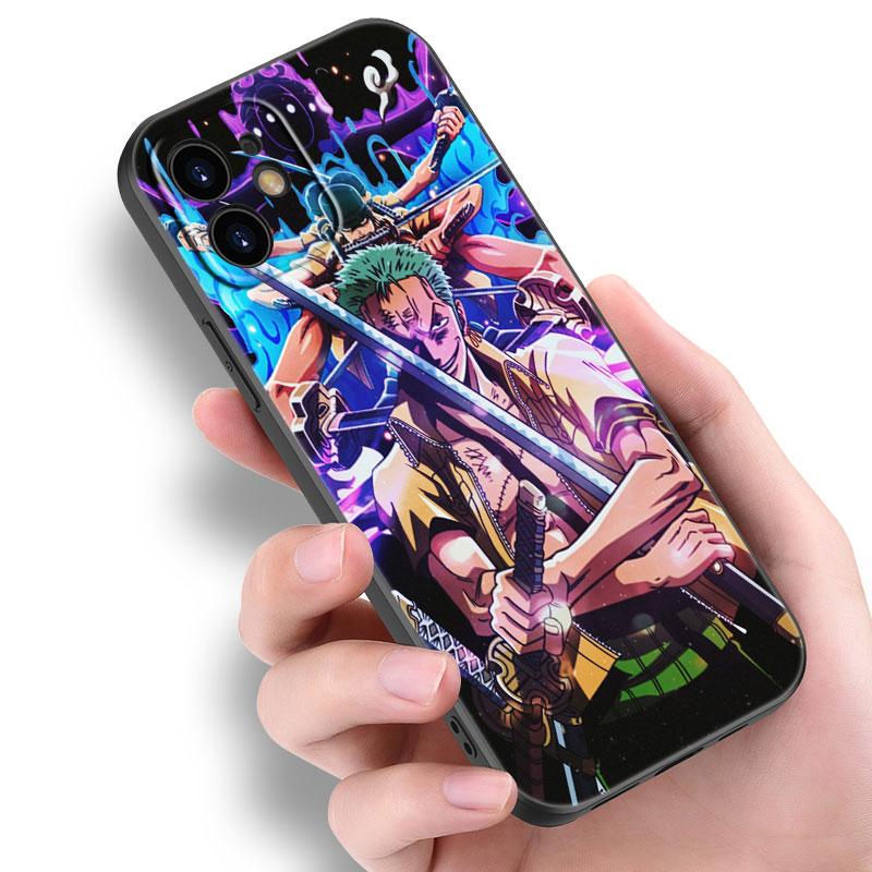 Anime Roronoa Zoro Handyhülle für Apple iPhone 14 13 12 Mini 11 Pro Max 7 8 XR X XS 7 8 Plus SE 2020 2022 Schwarze Softcover