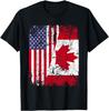 CANADIAN ROOTS|Half American Flag|CANADA Pattern Design-100% Cotton Summer O-neck Short Sleeve Printed Men's T-shirt.