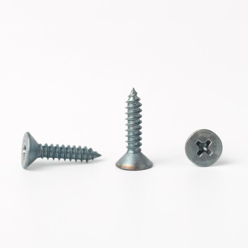Philips Head Countersunk Self-Tapping Flat Head Screw, ISO7050 ST4.2 Carbon Steel Grade 4.8, Pointed Tail.