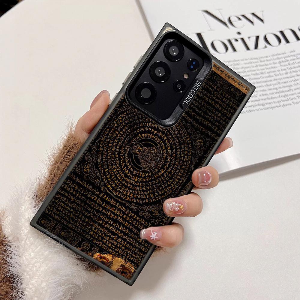

Vintage Script Phone Case For Samsung Note 20 S20 S21 S22 S23 S24 S25 Ultra Retro Pattern Mystic Text Graphic Protective Cover Samsung S25 Ultra чорний