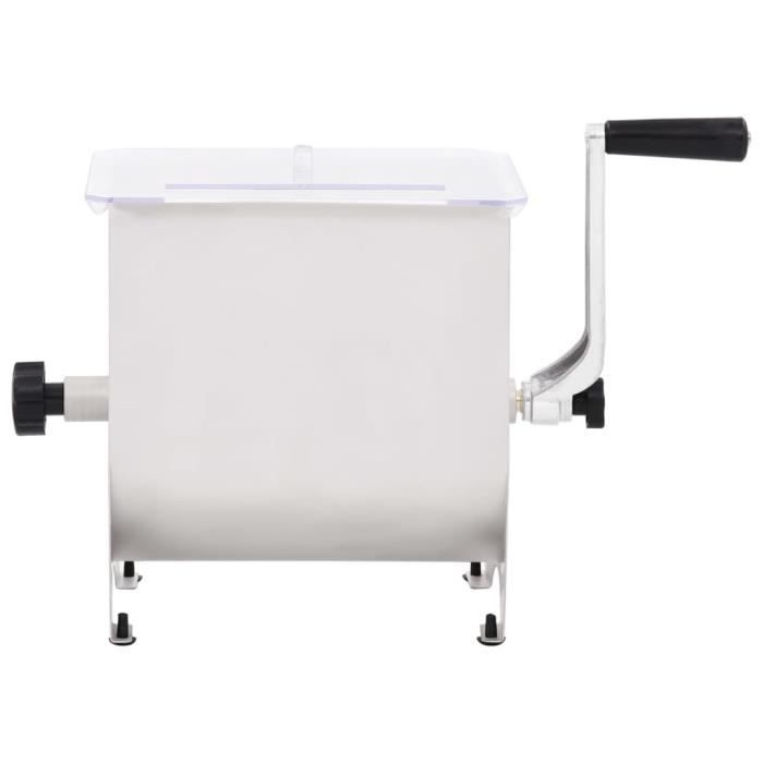 VidaXL Mélangeur de viande manuel avec couvercle Argenté Inox