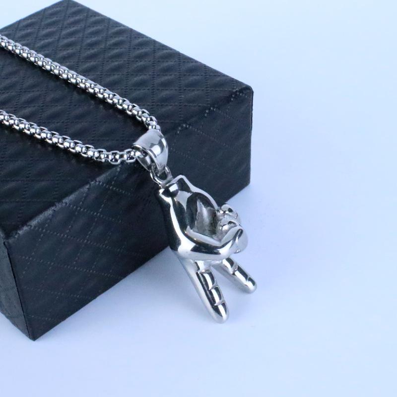 European and American Men's and Women's Trendy Pendant Jumping Di Long Titanium Steel Chain Hip Hop Necklace