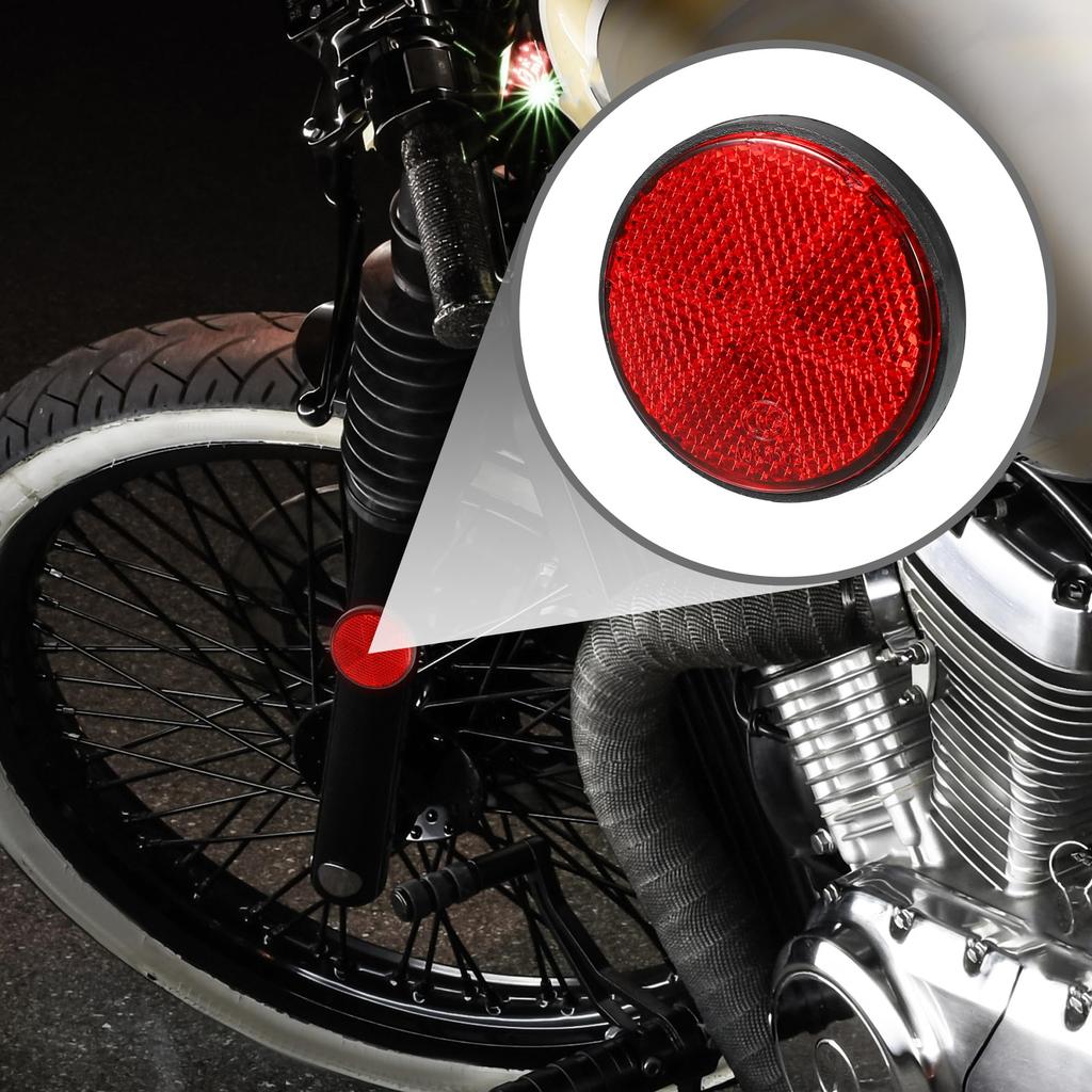 Partuto Set of 6 2.20"x0.31" Universal Reflectors - Round Motorcycle Safety Reflectors for Improved