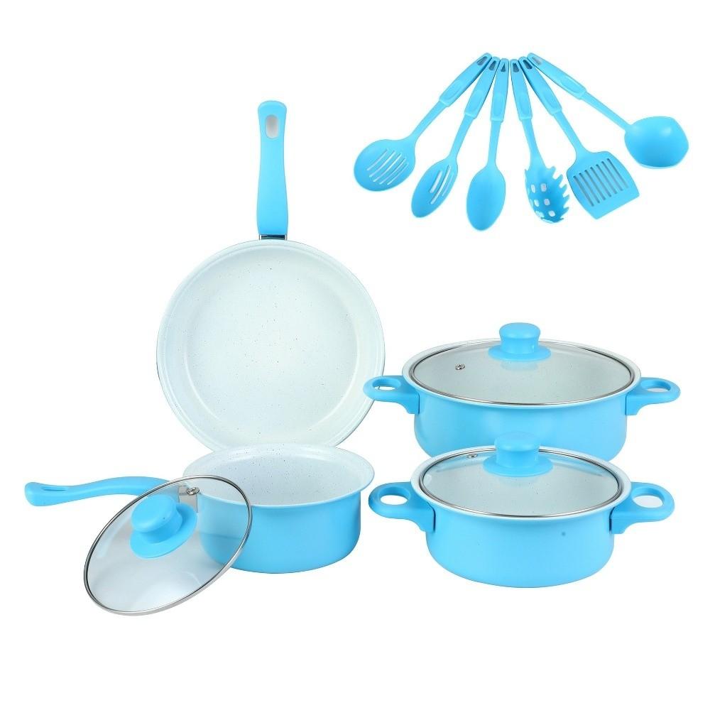 13pcs Kitchenware Wok Soup Pot Non Stick Frying Pan Durable Cookware Set  Household