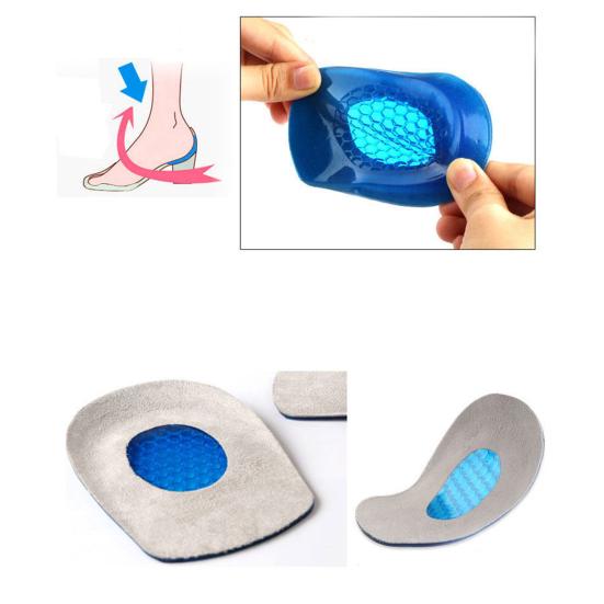 1Pair Heel Insoles Shock Absorption Wraparound Protection Rubber Shoe Inserts for Plantar Support