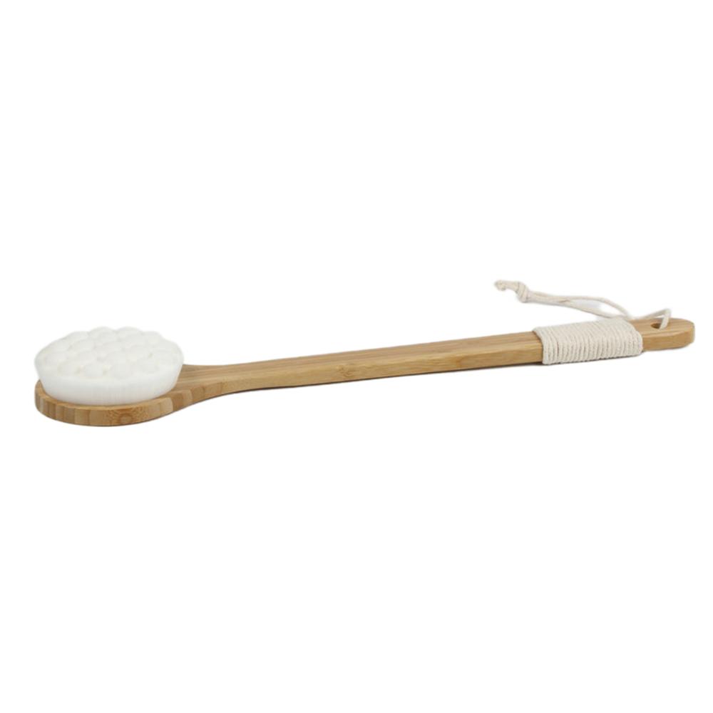 Bamboo Bathroom Body Brushes Long Handle Natural Wool Soft Face Cleaning Brushes Exfoliating Massager Dry Brushing Shower Tool