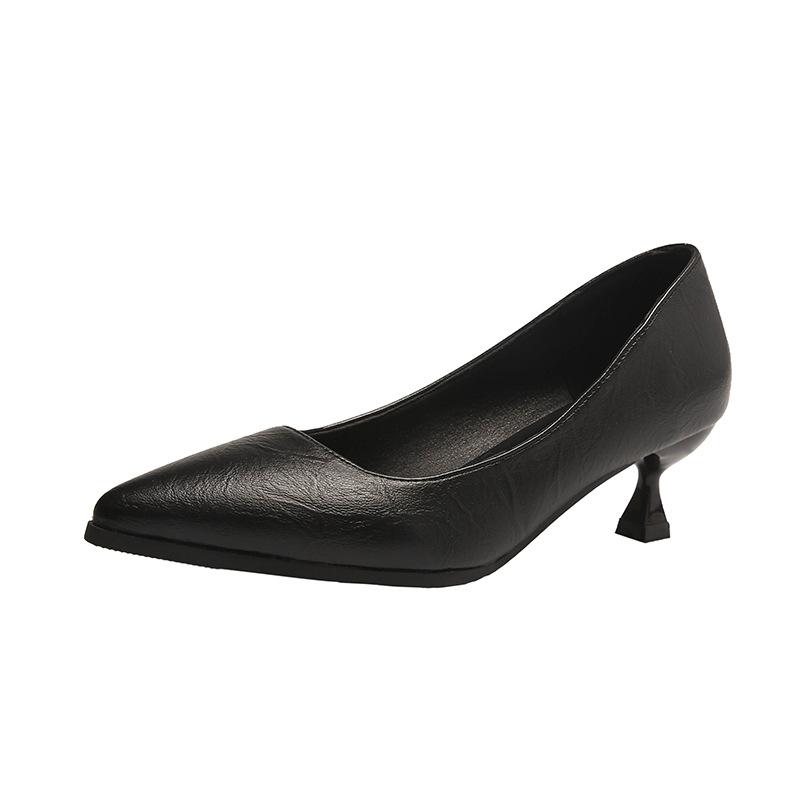 

2025 summer new medium heel high heels versatile women s shoes thin heel four seasons one pedal temperament high heels 34