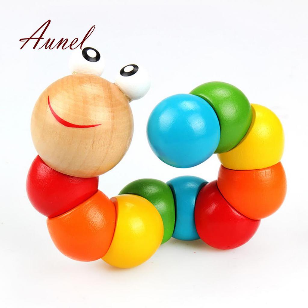 Colorful Wooden Jigsaw Worms Children Early Education Puzzle Finger Games