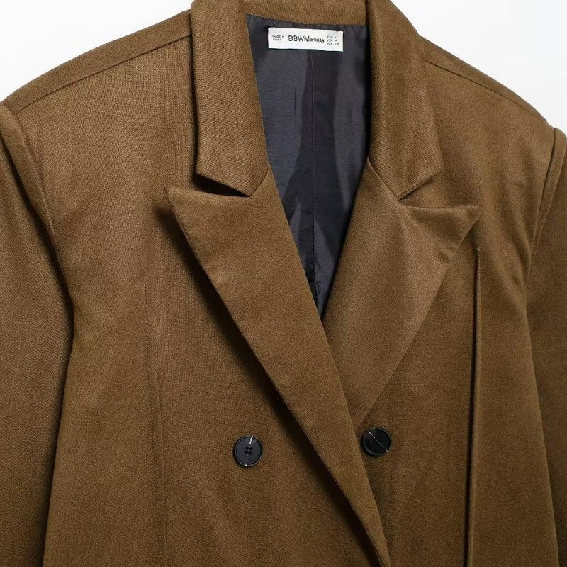 Kaslead New Arrival Women's Clothing Fashion Style Fashion Simple Double Breasted Suede Texture Leather Leather Coat