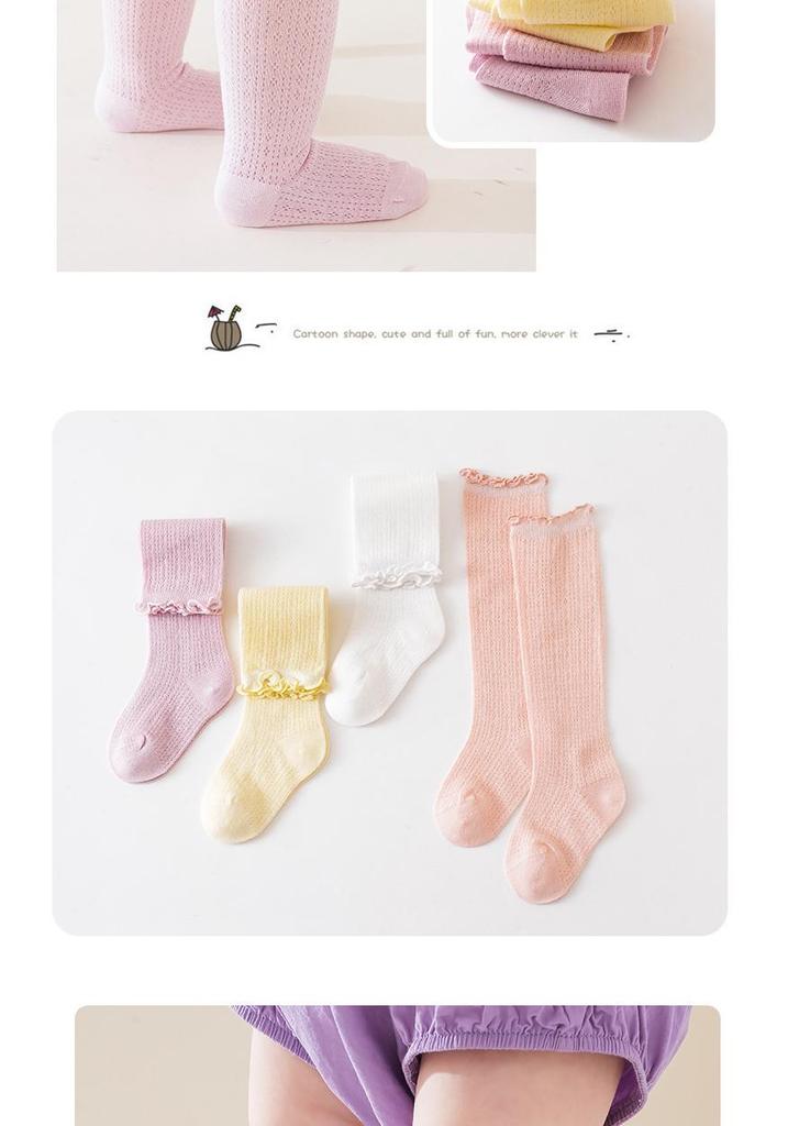Kids' Candy Color Over-the-Knee Socks - Spring/Summer Breathable Mesh, Combed Cotton Long Socks