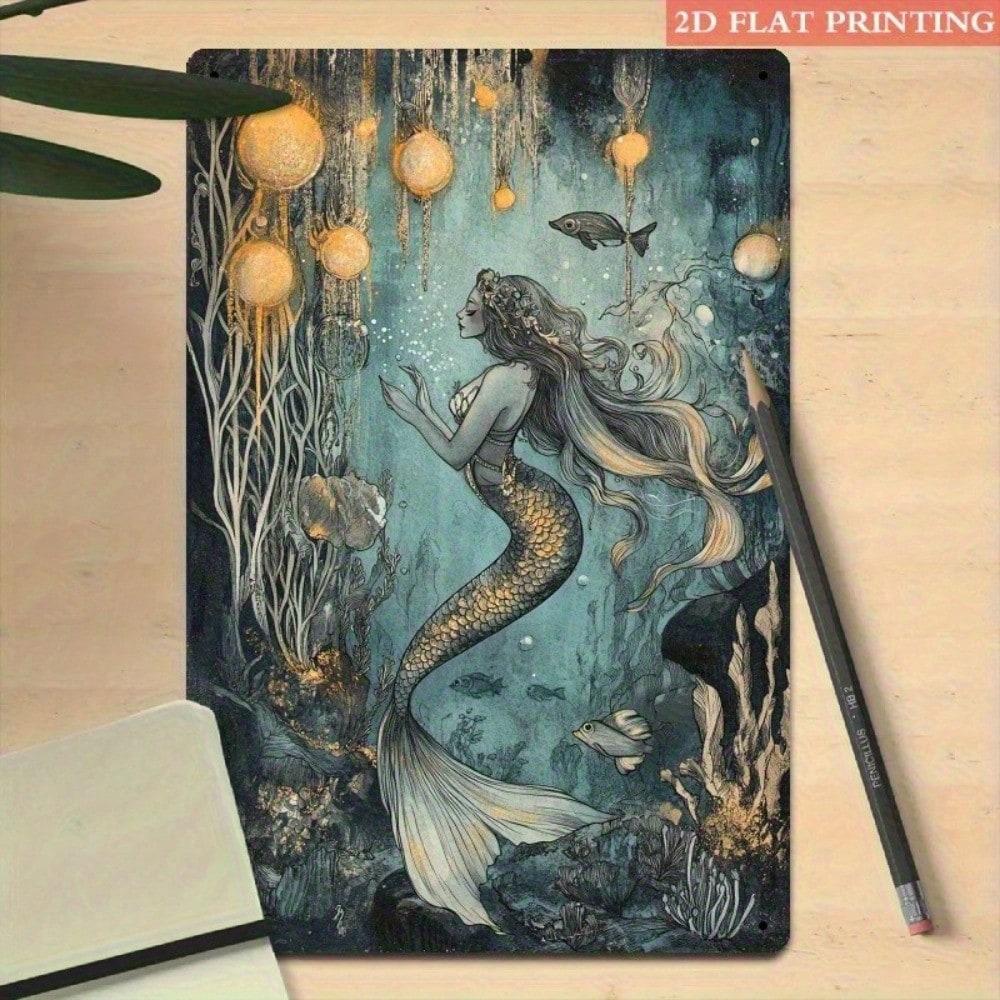 Mermaid Ocean Vintage Tin Sign Metal Wall Art Home Decor