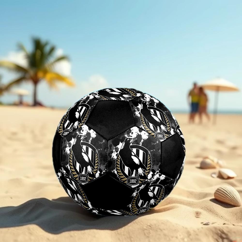 SIZE 5 Collingwood Magpies Soccer Ball Colorful All Ages Machine Stitched PVC Competition Ready Durable High-Bounce