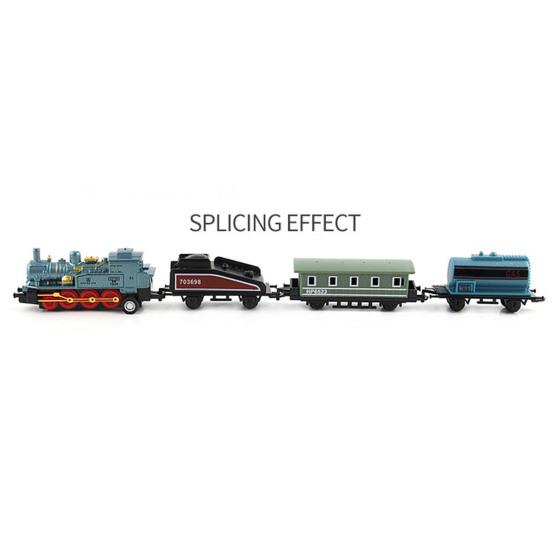 1 Set Vintage Steam Train Toy with Locomotive 3 Carriages Pull Back Realistic Mini Kids Retro Die-cast Train Model Ornament Boys Girls Birthday Gift