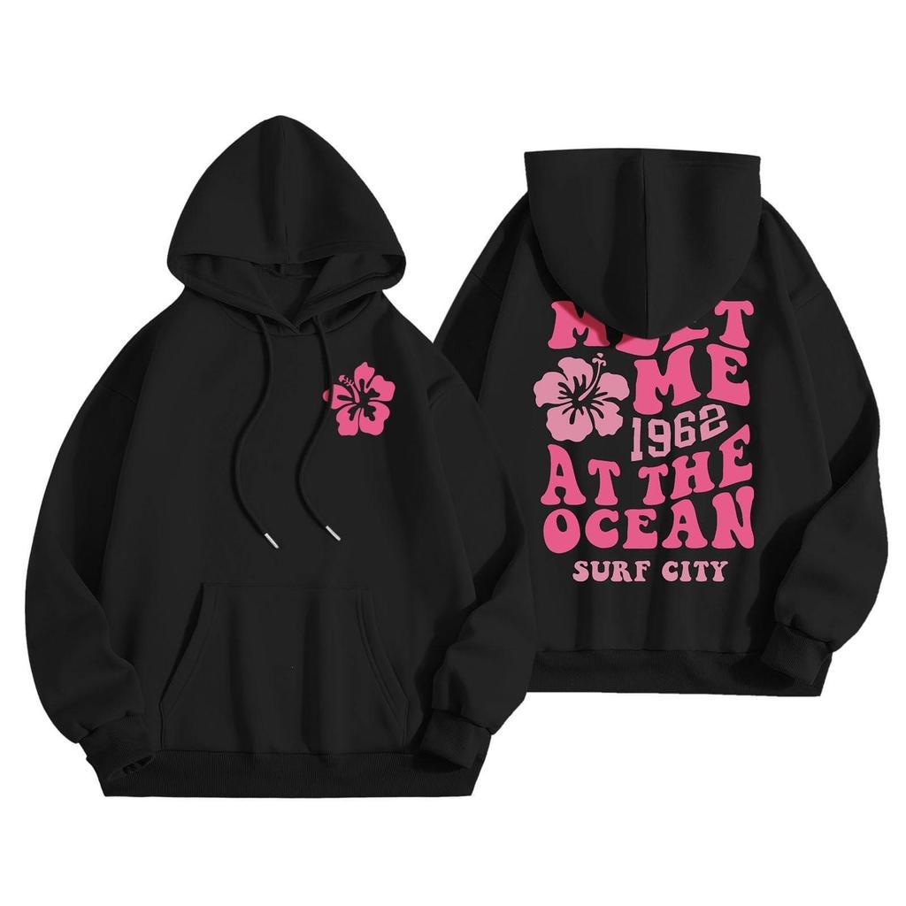 Letter Print Drop Shoulder Hoodie, XS-5XL, Autumn Collection for Men and Women