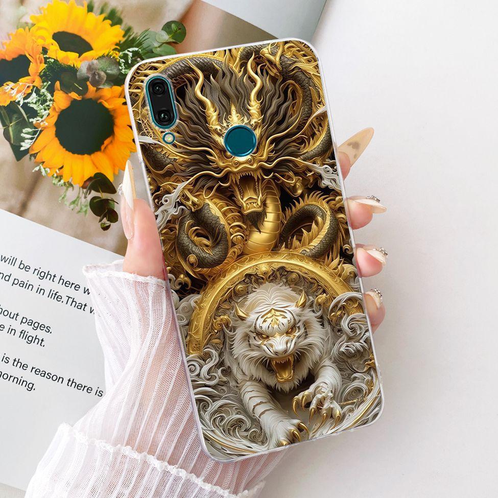 For Huawei Y9 2019 Case Cover Transparent Cute Cat Fashion Butterfly Funny Painted Casing For Huawei JKM-LX1 JKM-LX2 JKM-LX3