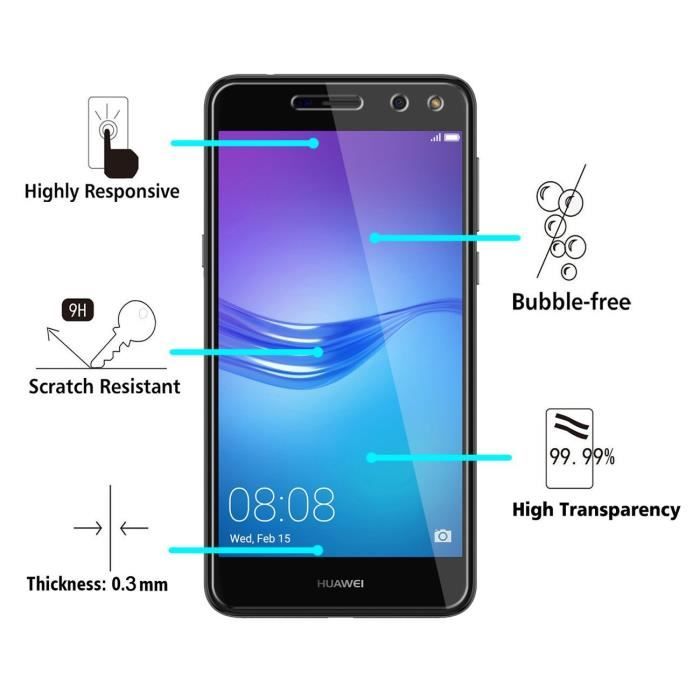 Phone Case - Phonillico® - HUAWEI Y6 2017 - Transparent Silicone - Tempered Glass - Ultra Slim