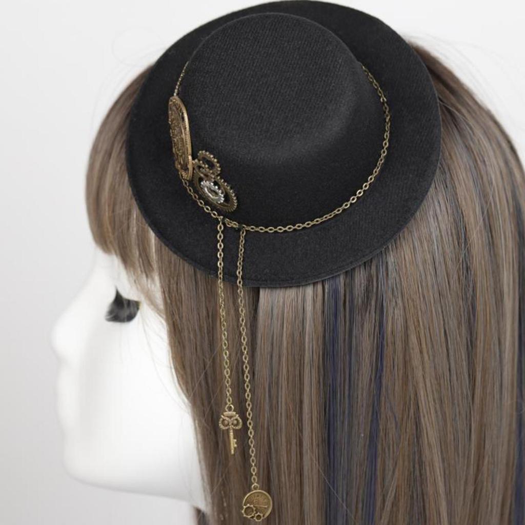 Steam Mini Top Hat Gothic Vintage Design Head Gear Metal Gears and Chain Fedoras Costume Accessories