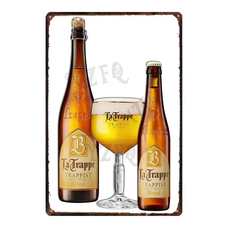 Birra Belga VintageBrugse Zot La Trappe Segno Metallico Lattina Targhe Per Muro Bar Pub Arte Cucina Caffè Decorazioni Casa 30X20CM DU-8282A