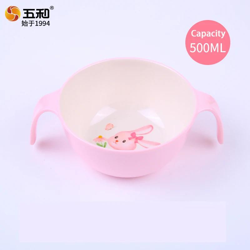 Pink Bunny Baby's Tableware Anti-scald Double-eared Plate Rabbit Shaped Complementary Food Bowls Anti-Fall Cartoon Dinner Plates