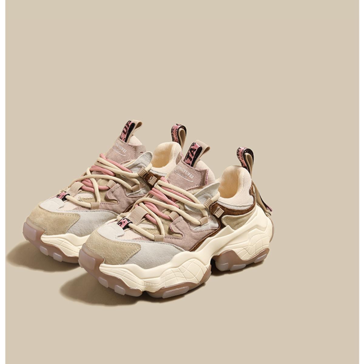 

Модная женская обувь на мягкой подошве, на шнуровке, повседневная, на толстой подошве, для бега, спортивная, удобная, нескользящая, легкая, женские кроссовки 35 бежевый