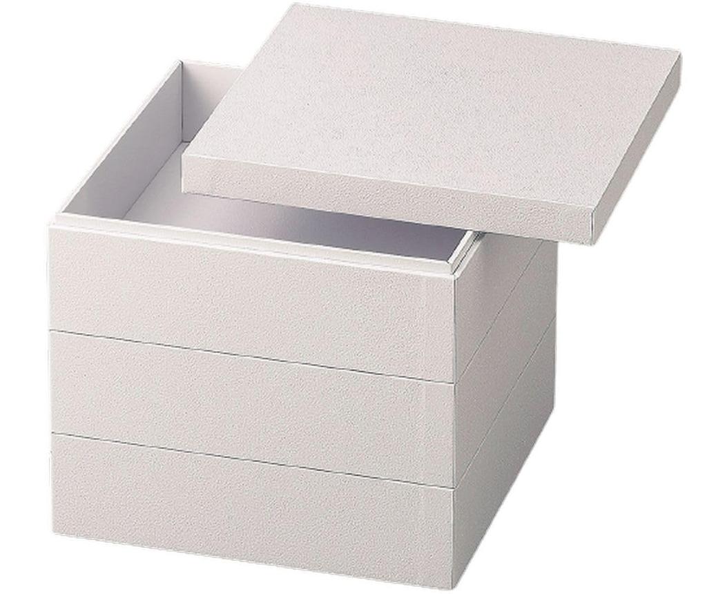 Outdoor Lunch Box Made in 3 Hybrid Paper with White x x J-kitchens (Lunch Box) Japan, Tiers, 6.5 inches, Matte, 20.2cm 20.2cm 18.3cm